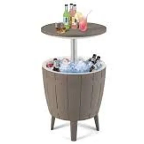 BOXED COSTWAY 37L OUTDOOR COOLER SIDE TABLE WITH TELESCOPIC TABLETOP FOR BEER & WINE - BR