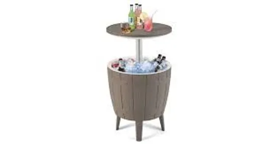 BOXED COSTWAY 37L OUTDOOR COOLER SIDE TABLE WITH TELESCOPIC TABLETOP FOR BEER & WINE - BR