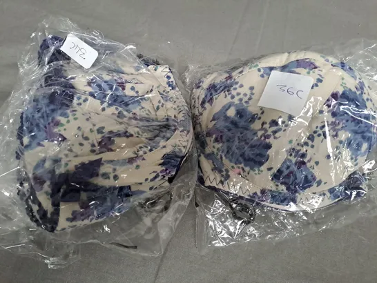 BOX OF APPROX 25 ASSORTED BLUE FLORAL BRAS - SIZES VARY 