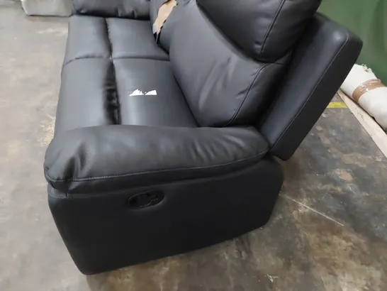 DESIGNER MANUAL RECLINING THREE SEATER SOFA BLACK FAUX LEATHER 