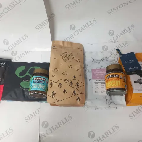 APPROXIMATELY 10 ASSORTED COFFEE PRODUCTS TO INCLUDE; TUGBOAT, NINETY SIX DEGREES, CROW TREE, BEANIES, UPLANDS ROAST, CAMPBELL AND SYME AND TRIPLE CO