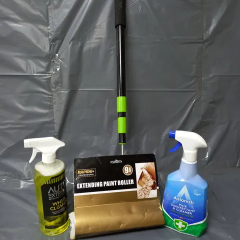 APPROXIMATELY 20 ASSORTED ITEMS TO INCLUDE TELESCOPIC PAINT ROLLER, AUTO EXTREME WHEEL CLEANER, ASTONISH PINE DISINFECTANT & CLEANER, ETC - COLLECTION ONLY