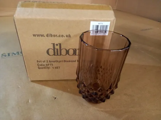 BOXED DIBOR SET OF 2 AMETHYST TALL TUMBLERS