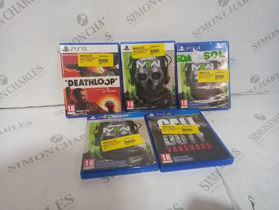 5 ASSORTED PLAYSTATION 5 GAMES TO INCLUDE: DEATHLOOP, MWII, COD VANGUARD