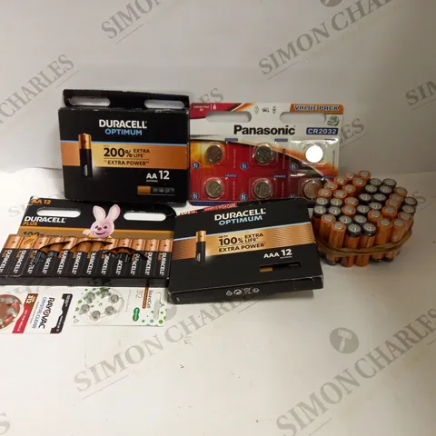 LOT TO CONTAIN APPROX. 40-50 PACKS OF BATTERIES, QUANTITY PER PACK & BRANDS VARY 