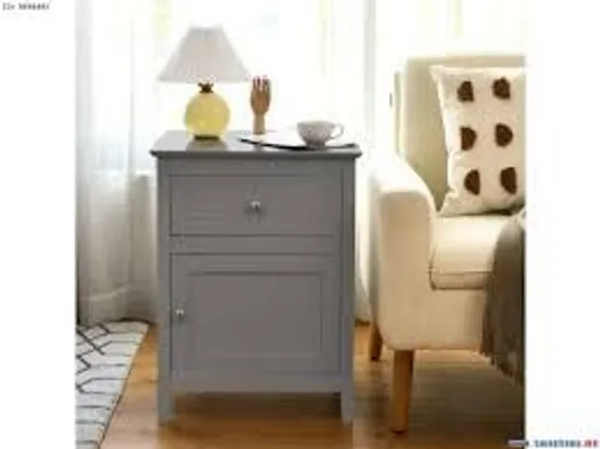 BOXED COSTWAY NIGHTSTAND WITH DRAWER ACCENT SIDE END TABLE STORAGE - GREY