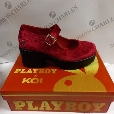 BOXED KOI FOOTWEAR TRIA PLAYBOY MARY JANE 'FIERY VIGILANTE EDITION - 6