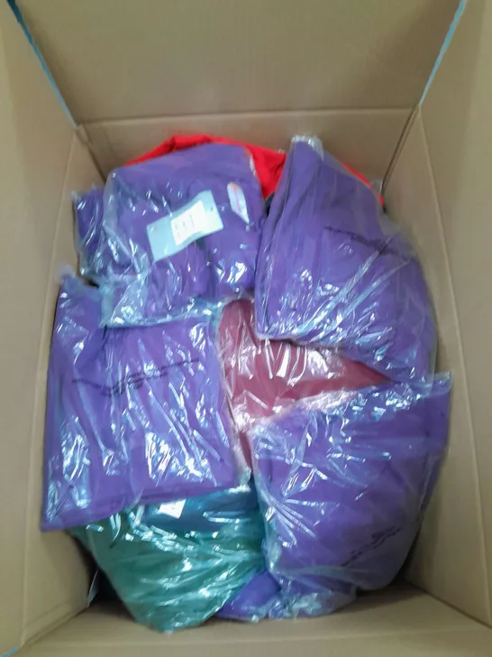 LARGE BOX OF ASSORTED SCHOOL UNIFORM IN VARIOUS COLOURS AND SIZES 