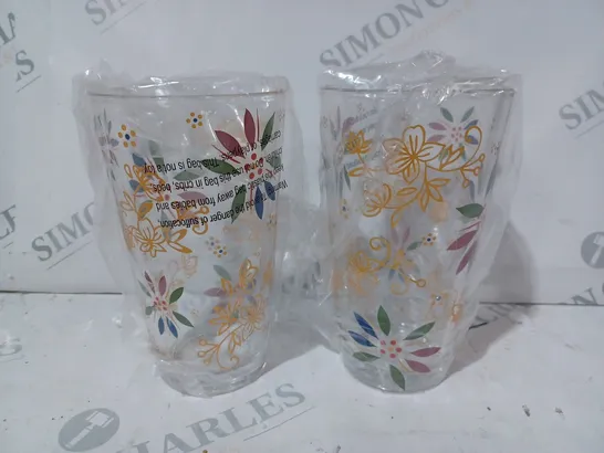 SET OF 4 FLOWER DETAILED GLASSES 