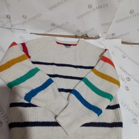 KNITTED JOULES CREAM STRIPEY JUMPER SIZE 10