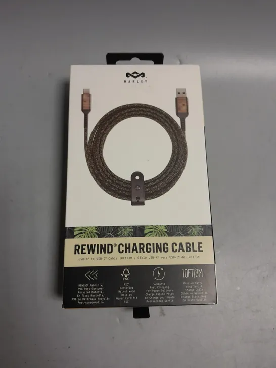 BOXED BOB MARLEY REWIND CHARGING CABLE USB-A TO USB-C 10FT/3M