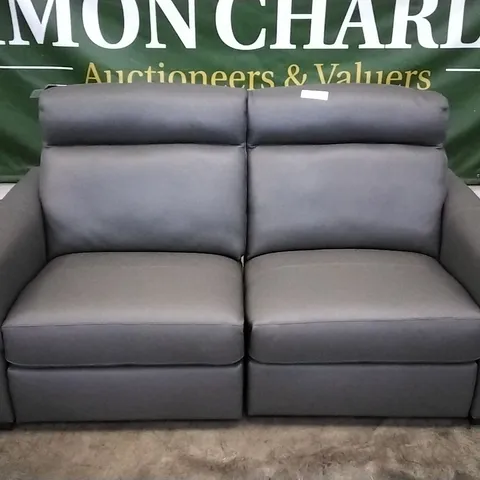 QUALITY ITALIAN DESIGNER ADRIANO POWER RECLINER SOFA IN ELEPHANT GREY LEATHER