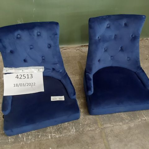 DESIGNER 2 BLUE FABRIC CHAIRS WITHOUT LEGS
