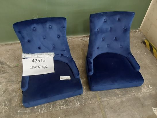 DESIGNER 2 BLUE FABRIC CHAIRS WITHOUT LEGS