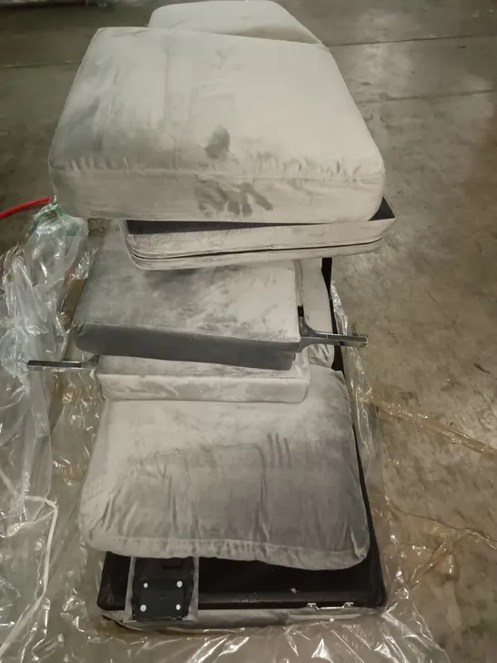 LOT OF GREY FABRIC SOFA PARTS AND CUSHIONS