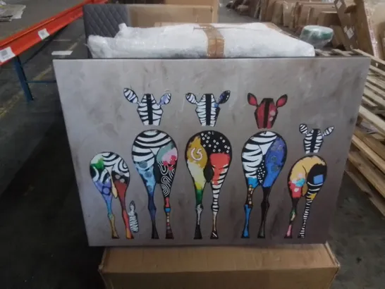 ZEBRAS FROM BEHIND ABSTRACT COLOURFUL - WRAPPED CANVAS 