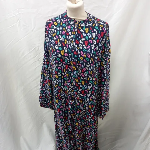 JOULES LONG SHIRT DRESS NAVY/LEOPARD UK SIZE 18