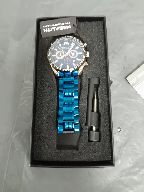 MEGALITH CHRONOGRAPH STAINLESS STEEL BACK GENTS WATCH IN BLUE