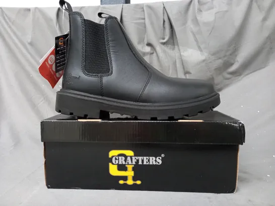 BOXED PAIR OF GRAFTERS GRINDER SAFETY TWIN GUSSET DEALER BOOTS IN BLACK UK SIZE 9