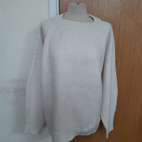 MINT VELVET CABLE SLEEVE KNIT JUMPER IN STONE SIZE XL