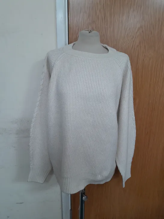 MINT VELVET CABLE SLEEVE KNIT JUMPER IN STONE SIZE XL RRP £99