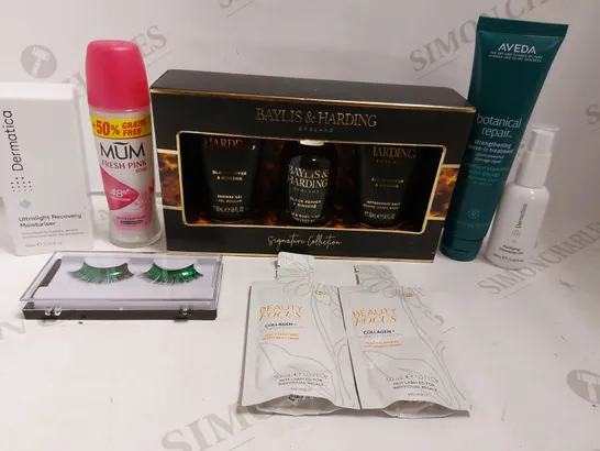 BOX OF APPROX 20 COSMETIC ITEMS TO INCLUDE DERMATICA ULTRALIGHT RECOVERY MOISTURISER, BAYLISS & HARDING SIGNATURE COLLECTION, AVEDA BOTANICAL REPAIR