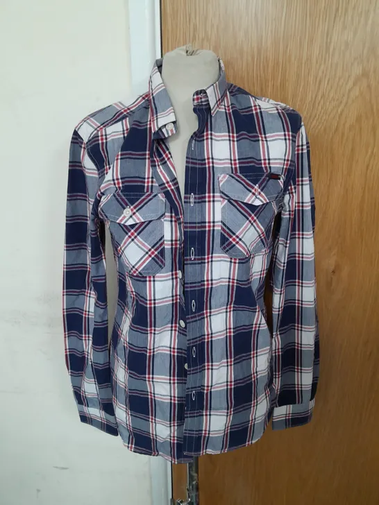 SUPERDRY COTTON SHIRT INRED, WHITE AND BLUE PLAID SIZE S