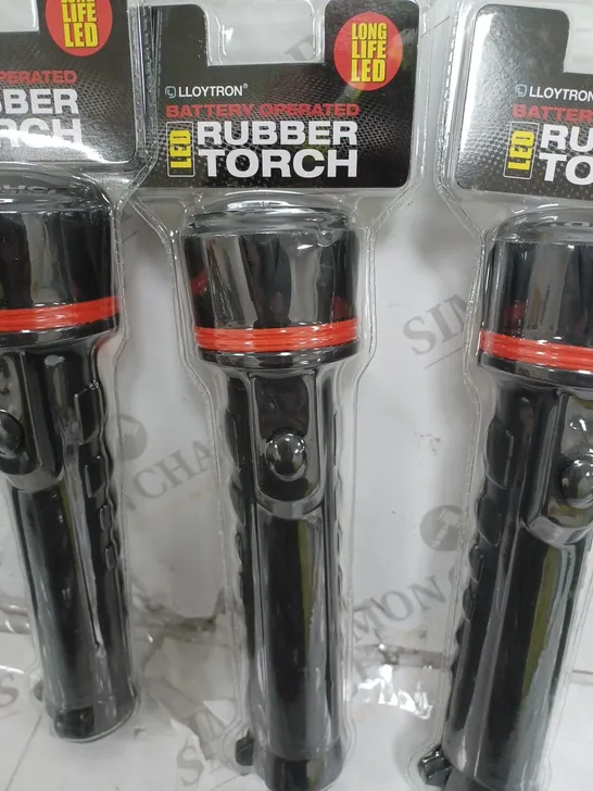 LOT OF 6 LLOYTRON BATTERY OPERATED LED RUBBER TORCHES