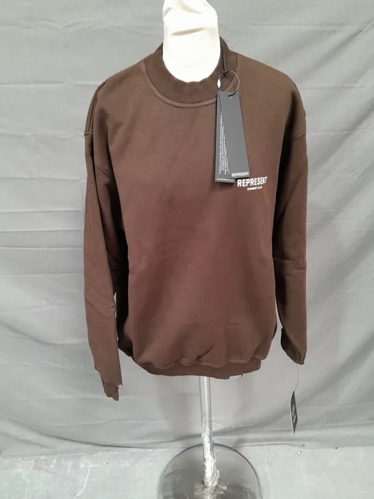 REPRESENT OWNERS CLUB JERSEY SWEATER IN VINTAGE BROWN SIZE XS