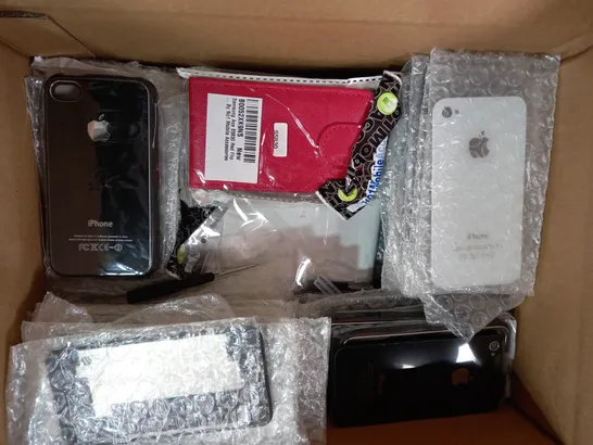 BOX OF APPROXIMATELY 50 ASSORTED PHONE CASES, COVERS, AND BACKS FOR VARIOUS MAKES AND MODELS