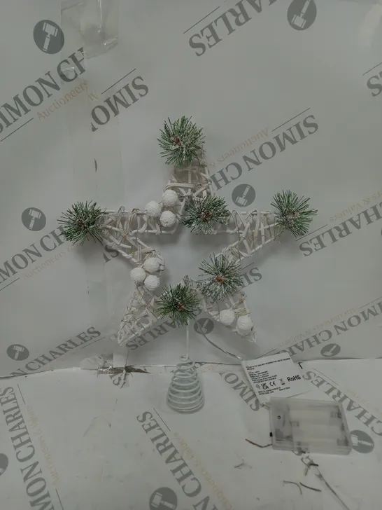 PRE LIT WHITE STAR TREE TOPPER