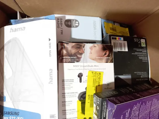 BOX OF APPROXIMATELY 15 ASSORTED ELECTRICAL ITEMS TO INCLUDE RAPOO M100 SILENT MULTI-MODE WIRELESS MOUSE, BLACKWEB USB-C AND USB-A WITH QC3.0, MIXX G# IN EAR EARPHONES, ETC