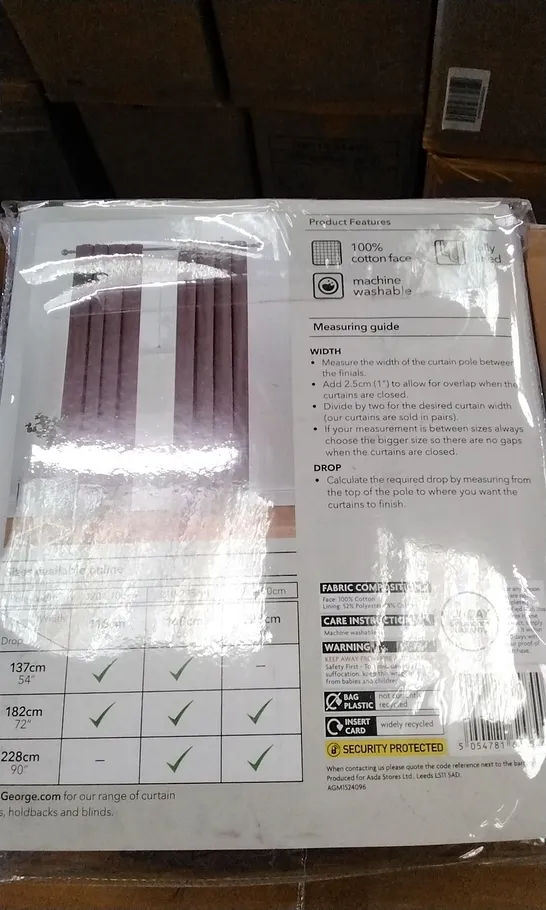 BOX OF 4 BRAND NEW EYELET PLAIN CURTAINS AUBERGINE 228 X 228CM