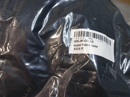 PACKAGED BOOHOO BLACK PADDED/HOODED JACKET - SIZE 10