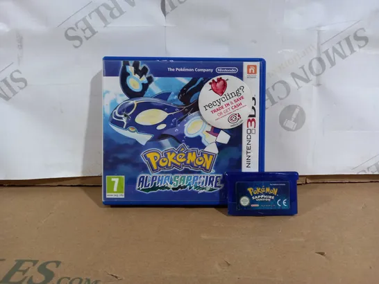 LOT OF TWO ASSORTED POKEMON GAMES TO INCLUDE POKEMON SAPPHIRE (GBA), POKEMON ALPHA SAPPHIRE (3DS)