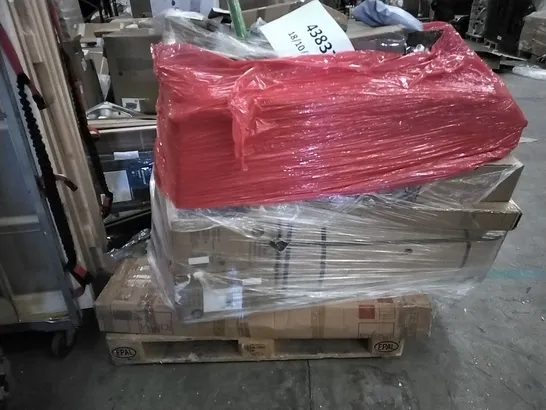 PALLET OF ASSORTED ITEMS INCLUDING KUYAL CHAIR MAT, 2023 CALENDAR, OLINA GRANITE PAN, FENESTRELLE ADJUSTABLE WINDOW SCREEN