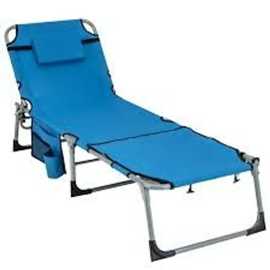 BOXED COSTWAY OUTDOOR 5-POSITION FOLDING CHAISE LOUNGE CHAIR WITH ADJUSTABLE FOOTREST - BLUE