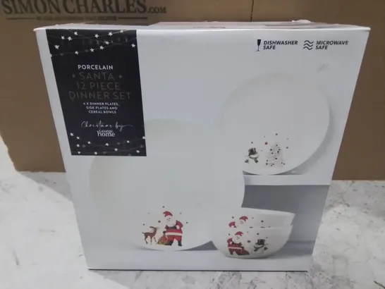 BOXED PORCELAIN SANTA 12-PIECE DINNER SET