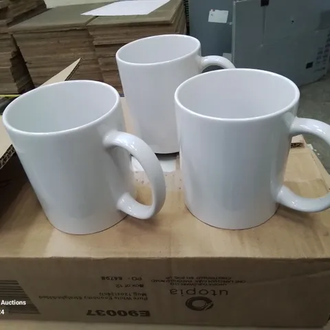 96 BOXED WHITE STRAIGHT SIDED MUGS