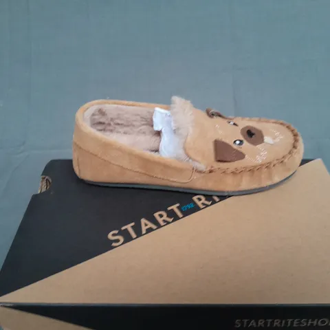 BOXED PAIR OF STARTRITESHOES GO SNUGGLE TAN SUEDE DOG SHOES SIZE EU 30