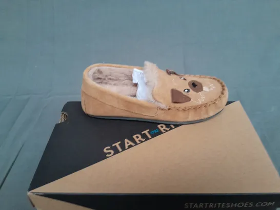 BOXED PAIR OF STARTRITESHOES GO SNUGGLE TAN SUEDE DOG SHOES SIZE EU 30