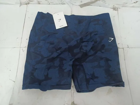 GYMSHARK ADAPT CAMO SEAMLESS SHORTS IN MIDNIGHT BLUE/ASHBLUE - XL