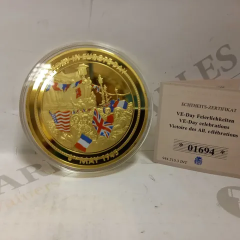VE DAY CELEBRATIONS 1945 COMPLETE COLLECTIONS GOLD PLATED COIN
