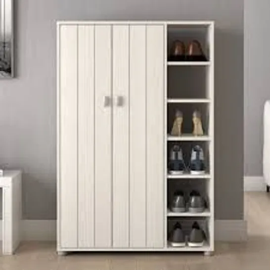 BOXED 24 PAIR SHOE STORAGE CABINET - WHITE (2 BOXES)