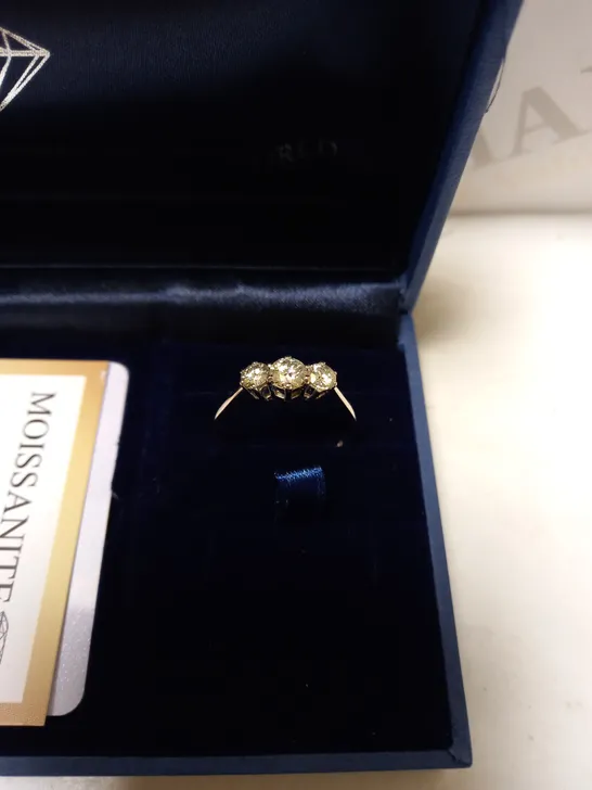 MOISSANITE 9CT GOLD 1CT STONE TRILOGY RING RRP £459