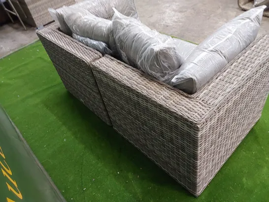 FLORIDA 2-SEATER MODULAR GREY RATTAN SOFA WITH CUSHIONS 