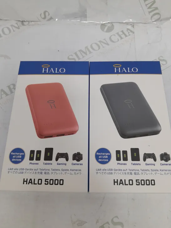 BOXED SET OF 2 HALO 5000MAH PORTABLE CHARGERS