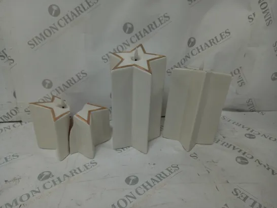 BOXED SET OF 3 PRE-LIT WHITE STAR CANDLES 