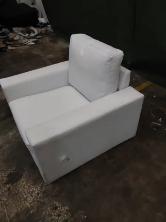 DESIGNER FAUX LEATHER ARMCHAIR IN WHITE