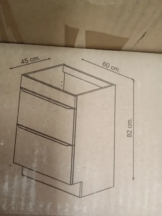 BOXED 60CM FREE STANDING BASIN CABINET - WHITE